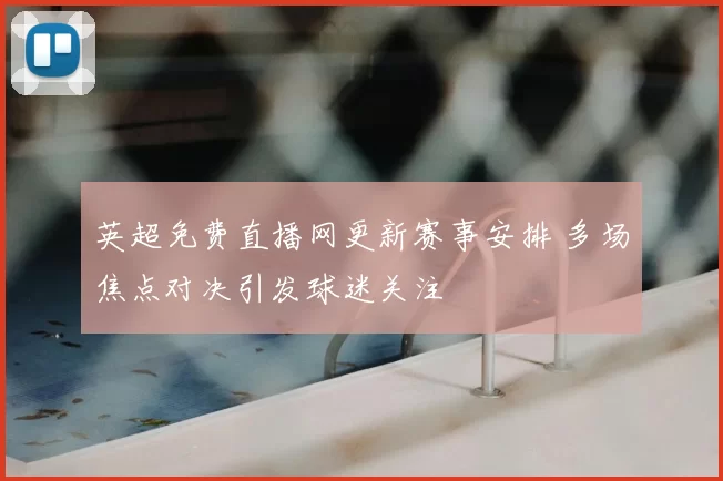 英超免费直播网更新赛事安排 多场焦点对决引发球迷关注